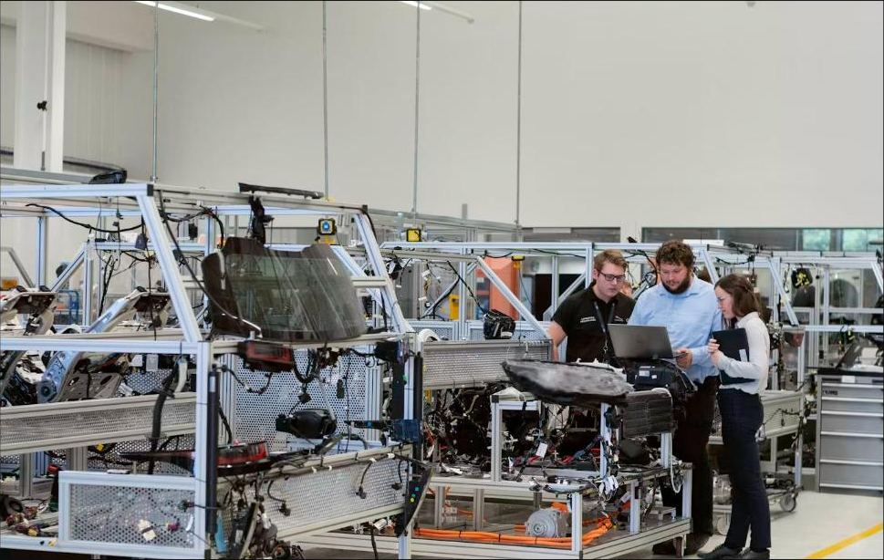 Engineers inspecting production